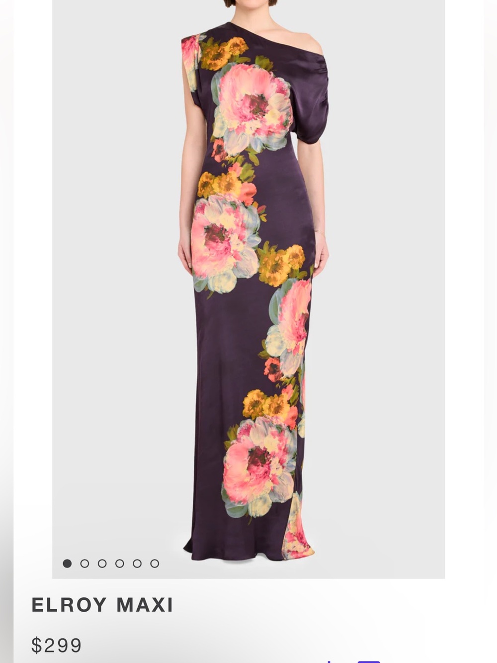Amanda Uprichard Asymmetrical Floral Maxi Dress - Black with Pink, Yellow, Green - Picture 2 of 7